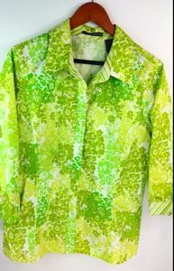 Liz Claiborne 16 Lime Stripe Floral Top Plus